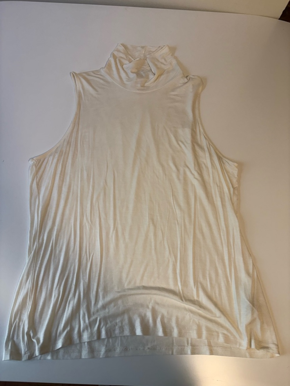 Sleeveless Turtle Neck Tank Top - Cream
